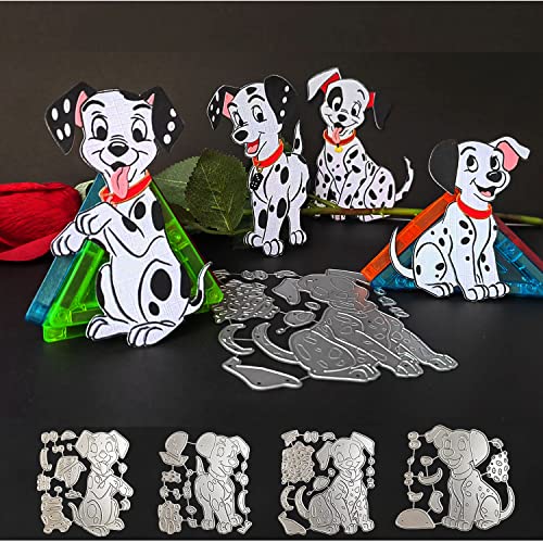 4 Sets Spotty Dogs Die Cuts for Card Making Adorable Puppy Metal Cutting Dies Carbon Steel Embossing Stencil Template Mould for DIY Scrapbooking Paper Crafting Photo Album