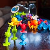 Fat Brain Toys Squigz Deluxe Set - 50-Piece Suction Construction Toys, Suction Bath Toys, Sensory Toys for Kids 3 and Up