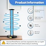 Qualirey UV Light, 100W Ozone Free UVC Light Home Disinfection Device, Remove Germs, Molds, Dust Mites Compliant Ultraviolet Lamp with Timing Remote Control