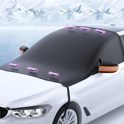 KJTYSDM Car Windshield Cover for BMW 1er E81 E82 E87 E88 F20 F21 F40 F52 116i M135i, Winter Magnetic Automotive Windshield Snow Covers, with Side Window and Rear View Mirror, Frost, Ice, Snow