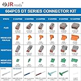 JRready ST6313 DT Deutsch Connector Kit, 2 3 4 6 8 12 Pin Gray DT Connectors, Size 16 Solid Contacts Teriminals 14-20AWG, Deutsch DT Series Connector Kit, 604PCS.