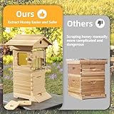 ACORNS Flowing Honey Bee Hive Box Starter Kit, with 4 Beehive Frames, 6 Brood Frames,Built-in Honey Extraction System System for Backyard Beekeeping（Log Color）