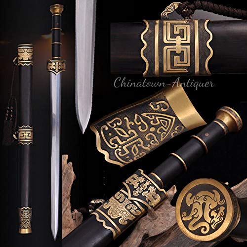 GLW Sword Goujian Sword Broadsword Waist Knife Hand Folded Pattern Steel Blade Sharp #2300