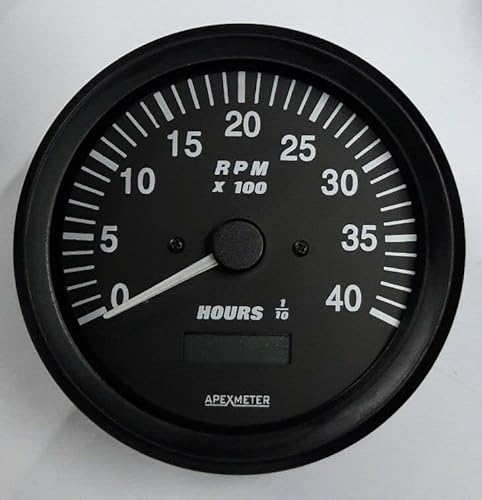 Tachometer/Hourmeter 0-4000 RPM Magnetic Pickup Gauge Black Bezel +12V 100mm