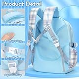 Ensccant Backpack for Girls with 14Pcs Accessories - Anime Schoolbag Cartoon Backpack Laptop Bookbags Anti-Theft Travel Aesthetic New Semester Gifts Bag with Pins,ID Badge Holder,Stationery - Blue