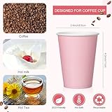 48 Pcs 12 oz Disposable Coffee Cups with Lids and Sleeves Bulk, Insulated Hot Chocolate Paper Cup for Hot and Cold Beverage Water Juice Cocoa Tea Party Restaurants Travel Supplies (Pink)