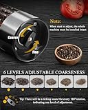 [Upgraded Larger Capacity]Electric Salt and Pepper Grinder Set Tomentific, Automatic Pepper Mills with Easy-to-Carry Dual Charging Station and Adjustable Coarseness, LED Light, Stainless Steel