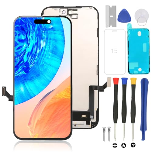 for iPhone 15 Screen Replacement Kit Full Assembly(A3090 A2846 A3089 A3092), iPhone 15 Replacement LCD Display Digitizer Screen with 3D Touch Digitizer and Repair Tools Kit for 6.1 inch digitizer