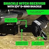 Rhino USA Shackle Hitch Receiver (Fits 2" Receivers) Best Towing Accessories for Trucks, Jeep, Toyota & More - Connect Your Rhino Tow Strap for Vehicle Recovery, Mounts to 2" Receiver Hitches