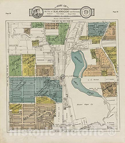 Historic 1928 Wall Map - Plat Book of Kalamazoo County, Michigan - Part of The City of Kalamazoo - Atlas and plat Book, Kalamazoo County, Michigan 20 24in x 30in