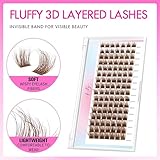 VEYESBEAUTY Brown Lash Clusters DIY Individual Lash Extensions Natural & Wispy Colored Lash Clusters Brown Xtreme 3D Fluffy Volume Eyelashes 8-16mm Mix Length Tray for Self Application