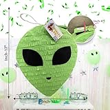 APINATA4U Alien Pinata Halloween Party Favor Out of This World Theme, Green Alien Head Pinata, Alien Party Supplies and First Birthday Party Decorations, Handmade Custom Pinata, 17 X 17 X 4 Inches