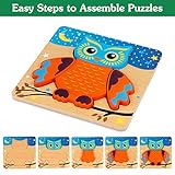 Dreampark Wooden Puzzles for Toddlers Ages 1-3, Montessori Toys for 1 2 3 Years Old Girls Boys Baby Kids Puzzle Learning Educational Christmas Birthday Gifts Toys 6 Pack Animal Jigsaw Puzzle