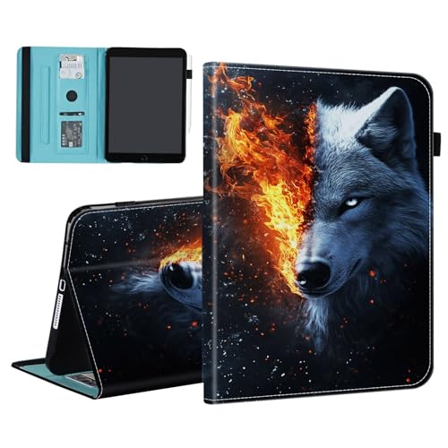BFUKVOU Case for 7" All-New Kindle Paperwhite 12th Gen 2024 & Kindle Colorsoft Signature Edition (2024 Release),Card Slot PU Leather TPU Case Pen Holder Auto Wake Sleep,Wolf in The Fire