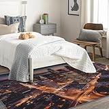 City Rug & Home Decor - Washable Rug 5x8 - Cityscape Rugs for Living Room Bedroom - Non Slip Soft Indoor Large Area Rug - Skyscraper Carpet - City Room Decor