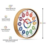 Oyster&Pop Learning Clock for Kids - Silent Telling The Time Teaching Clocks - Non-Ticking Kids Clocks for Bedrooms - Classroom Clocks for Teaching Time - Kids Learn to Tell Time Easily