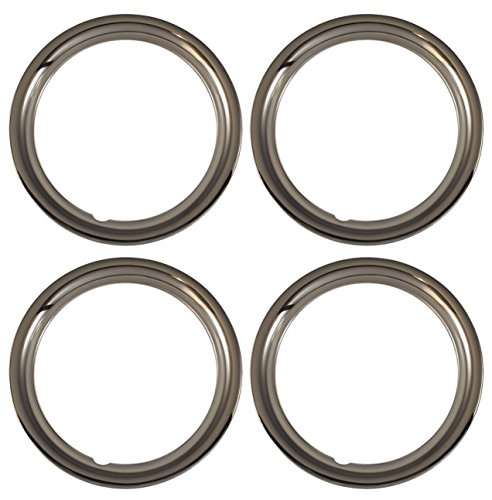 Set of 4 Chrome plated Steel 15" Universal 1.75 inch Beauty Trim Rings 1515C