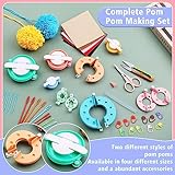 FTEVEN 41Pcs Pom Pom Maker Set, 8 Size Tools with Warped Head Scissor and Instruction, Suitable for Adults and Beginners