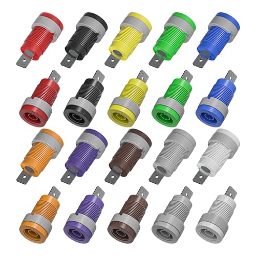 Goupchn 20PCS 4mm Banana Female Jack Panel Mount Socket Binding Post Adapters Ten Colors for 4mm Banana Plug Connectors