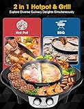 Soupify 2 in 1 Hot Pot with Grill, Electric Korean BBQ Grill, Independent Dual Temperature Control & Non-stick Pan, Multi-function Smokeless Barbecue Grill for Family and Friends Gathering