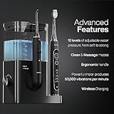 AquaSonic Home Dental Center PRO – Brushing & Flossing Made Easy – Brush & Floss – Power Toothbrush & Water Flosser – Whiter Teeth & Healthier Gums – Black Series Pro+Oral Irrigator