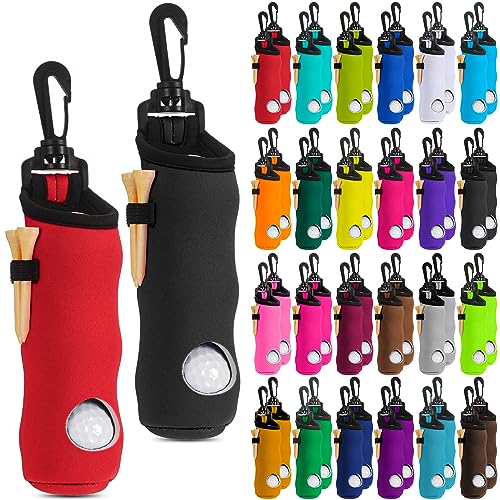 WILLBOND 48 Pcs Golf Ball Tee Holder Neoprene Golf Ball Pouch Golfs Balls Carry Bag Multicolor Portable Golfs Accessories for Men and Women, 24 Colors(Simple)