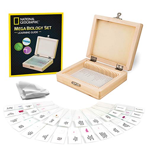 National Geographic Mega Biology Set - Professional Grade Specimens, 25 Prepared Microscope Slides, Detailed Learning Guide and Storage Box