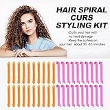 40pcs Hair Curlers Spiral Hair Curlers for Long Hair, No Heat Curlers 22inch/55cm Magic Curls Hair Rollers with Styling Hooks Heatless Hair Curlers Styling Kit Pink&Orange