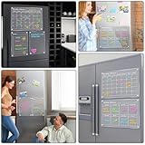 DIYMAG 4Pcs Acrylic Magnetic Dry Erase Calendar for Fridge, White Clear Calendar Planning Board Set Magnetic Weekly Monthly Planner Menu for Refrigerator with 6 Highlight Markers Transparent Color