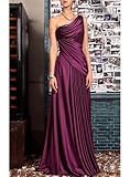 OphixPulse Sheath/Column Elegant Prom Dress Formal Evening Dress Floor Length Sleeveless One Shoulder with Pleats 2024 Black