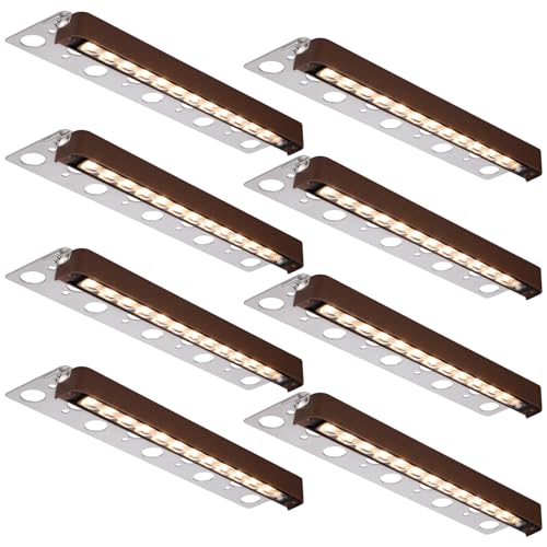 LEONLITE 8-Pack 12 Inch LED Hardscape Lighting, Update Retaining Wall Lights, LED Landscape Lighting, 12-24V AC/DC Paver Light Low Voltage, 3W/5W/7W Dimmable Outdoor Step Lights, 3000K Warm White, ETL
