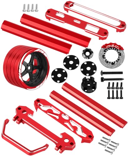 RCarmubWow Metal Transmitter Protector Frame &Remote Control Base &Transmitter Hand Wheel Upgrades Parts for Flysky Noble NB4,Bracket Holder Shell Support,Base Protector,Hand RC Wheel,Red