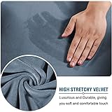 Velvet Plush Stretch Computer Office Chair Cover with Armrest,Solid Color Spandex Slipcover Protective,Removable Stretchable Universal Desk Chair Covers Rotating Chair (NOT Chair),Gray Blue,XL