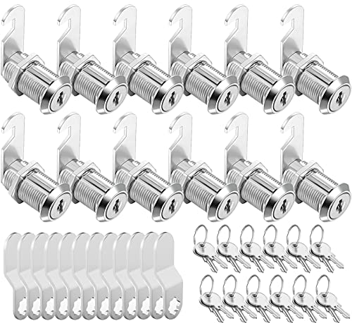Sissinda Cam Locks Cabinet Locks Keyed Alike,1-1/8Inch Cylinder Fits on 0.9Inch Max Panel Thickness,Secure Drawer RV Camper Trailer,Zinc Alloy(1-1/8Inch 12Pcs)