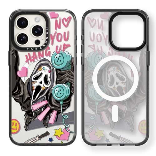 Rosarnnah Magnetic for iPhone 14 Pro Magsafe Case Cute Aesthetic - Durable Shockproof 6.6 ft Drop Impact Phone Case Cover with Funny Fashion Scream Skeleton Halloween Horror 6.1" Black