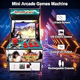 Mini Arcade Games Machine - 156 Retro Games Console Playable - 2.8 Inch Screen Handheld Gaming Device Support AV Output - Electronic Birthday Xmas Gift for Kids Adults (Blue)