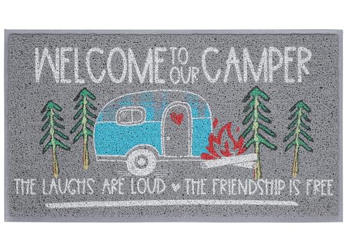 OCCdesign Camper RV Travel Trailer Door Mat -Camping Rug Decor for Campervan Caravan Motorhomes -Funny Gift for Families Friends Campers -The Friendship is Free S005