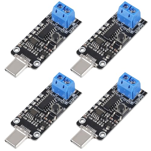 4pcs 100W 5A USB-C Fast Charge USB-C PD QC DC 5V 9V 12V 15V 20V Adjustable Voltage Power Trigger Module 5A Type-C Male Input (Type-C Male -2P Terminal)