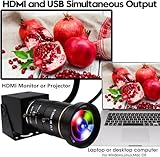 ELP 4K USB HDMI USB Camera Manual Zoom Webcam Variable Focus PC Camera Mini Close-up Camera for Computer H.264 Telescope USB Security Camera 8mp IMX415 Industrial CCTV Camera (5-50mm 10X Zoom Lens)