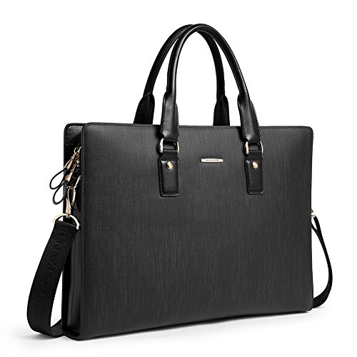 BOSTANTEN Leather Briefcase Shoulder Laptop Business Slim Bag for Men & Women