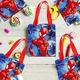 Spiderman Party Favor Bag Set – 24 Pack of 8" Spiderman Party Goodie Bags for Kids Bulk Reusable Mini Totes | Marvel Spiderman Birthday Party Supplies