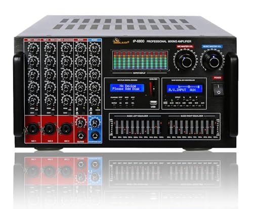 IDOLmain IP-6800 8000W Professional Digital Echo Console Karaoke Mixing Amplifier with 10 Band Equalizer, Phantom Power/HDMI/Optical Inputs