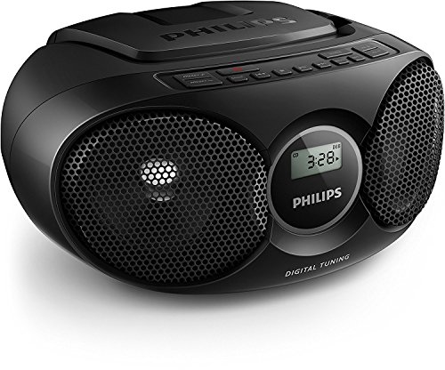 Philips Portable CD Player Boombox Radio CD Player Combo for Home, Stereo Sound Speakers and MP3/CD-R/RW Compatible, Programmable CD Player with FM Radio/USB/Headphone Jack/AUX Input