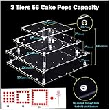 Acrylic Cake Pop Display Stand, ANMEISH 2023 Upgraded 56 Hole Clear 3 Tier Square Lollipop Holder, Ideal for Weddings Baby Showers Birthday Party Anniversaries Holiday Candy Decorative