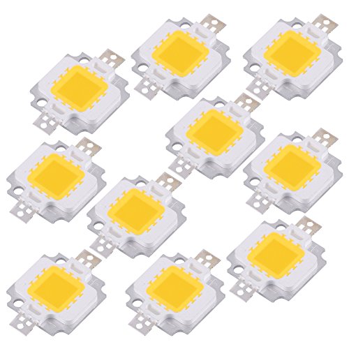 TOPINCN SMD Chip COB 10Pcs 10W LED Warm or Cool White SMD Chip COB DC 9-12V for Lamp Flood Light Bulb Replacement Lamp Beads DIY Lighting(Warm White)