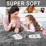 RUGTUDER Area Rugs for Bedroom Living Room, 6x9 Grey Fluffy Fuzzy Shag Carpet, Upgrade Anti-Skid Plush Indoor Floor Rug for Office, Kids' Play Room, Teen Room Decor, Girls Boys Home Decor Aesthetic