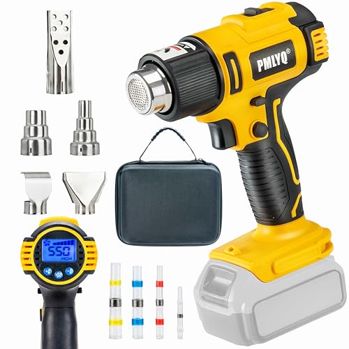 PMLYQ Cordless Heat Gun for Dewalt 20v Battery,350W Hot Air Gun with LCD Digital Display,2-Temp Setting Max 1022°F(550°C),Heat Gun for Tube Bending,Resin & Decorating (Tool Only NO Battery)