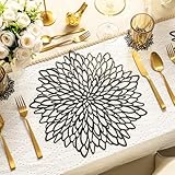 Charger Plates Set of 12 Black Placemats Table Mats Place Mats & 12 Pcs Coasters Modern Holiday Wipeable Vinyl Round Placemats Wedding Christmas Thanksgiving Farmhouse Dining Table Setting Decor