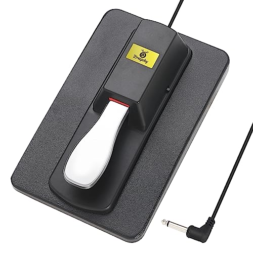 Zreephy Sustain Pedal Universal Foot Controller Switch, 6.35mm 1/4" Jack Damper Pedal For Keyboards Digital Pianos MIDI Synthesizers Electronic Organ Tone Modules Drum Machines (Black)