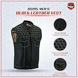 Daniel Smart Biker Vest for Men Premium Cowhide Black Leather Motorcycle Vest with Unique Scoop Collar Design &Armory Pockets